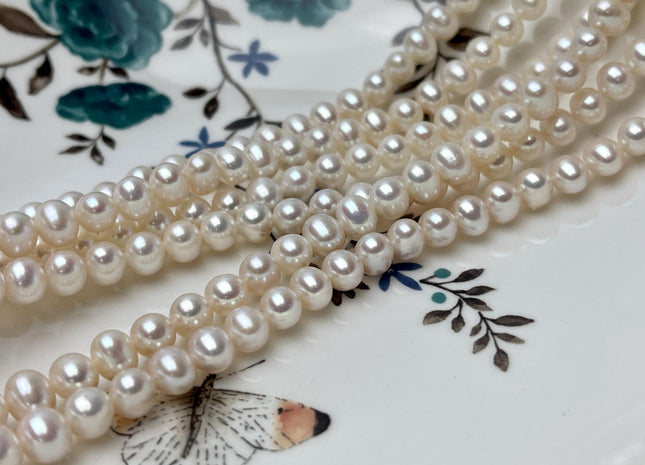 6mm 7mm AAA Natural White Potato High Luster Freshwater Pearl Beads Genuine Very Shiny Potato Freshwater Pearls #1395
