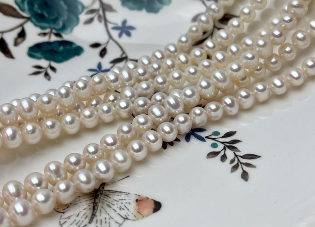 6mm 7mm AAA Natural White Potato High Luster Freshwater Pearl Beads Genuine Very Shiny Potato Freshwater Pearls #1395