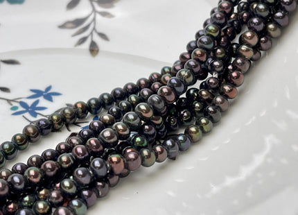 3.5-4mm AAA Half Strand Large Hole Brown Peacock Freshwater Pearl Beads Hole Size 1.2mm Genuine Large Hole Freshwater Pearls #P2819