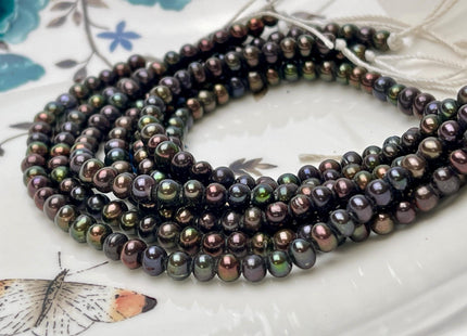 3.5-4mm AAA Half Strand Large Hole Brown Peacock Freshwater Pearl Beads Hole Size 1.2mm Genuine Large Hole Freshwater Pearls #P2819