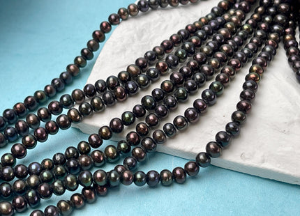 3.5-4mm AAA Half Strand Large Hole Brown Peacock Freshwater Pearl Beads Hole Size 1.2mm Genuine Large Hole Freshwater Pearls #P2819