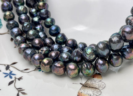 10-12 mm Dark Peacock Baroque Freshwater Pearl Beads Genuine Cultured Baroque Edison Pearls #P2823