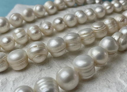 10-15 mm Natural White Potato Ringed Freshwater Pearl Beads Genuine Natural Freshwater Pearls #P2760