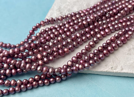 3.5-4 mm AA Rare Lavender Color Potato Freshwater Pearl Beads Genuine High Luster Lavender Pink Purple Tiny Pearls 100 Beads #P2620