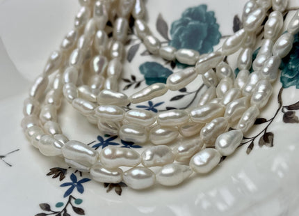 6-7x10-15 mm AAA Natural White Keshi Rice Nugget Freshwater Pearl Beads Genuine High Luster Smooth Keshi Pearls #P2821