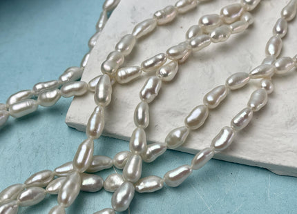 6-7x10-15 mm AAA Natural White Keshi Rice Nugget Freshwater Pearl Beads Genuine High Luster Smooth Keshi Pearls #P2821