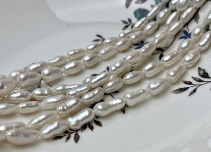 6-7x10-15 mm AAA Natural White Keshi Rice Nugget Freshwater Pearl Beads Genuine High Luster Smooth Keshi Pearls #P2821