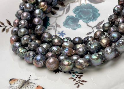 10-12 mm Grayish Peacock Baroque Freshwater Pearl Beads Genuine Cultured Baroque Edison Pearls B grade #P2824