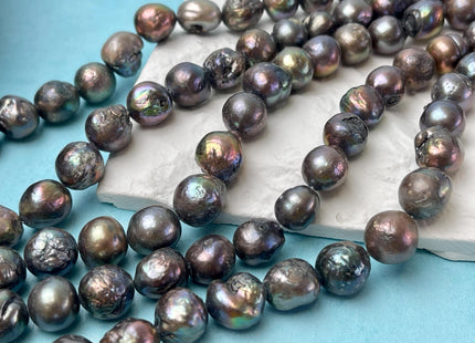 10-12 mm Grayish Peacock Baroque Freshwater Pearl Beads Genuine Cultured Baroque Edison Pearls B grade #P2824