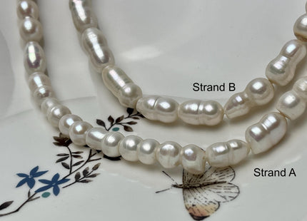 7-8x11-12 mm AAA Peanut Shape Natural White Color Freshwater Pearl Beads Genuine Very Rare Freshwater Baroque Peanut Pearl 32 Pieces #P1371