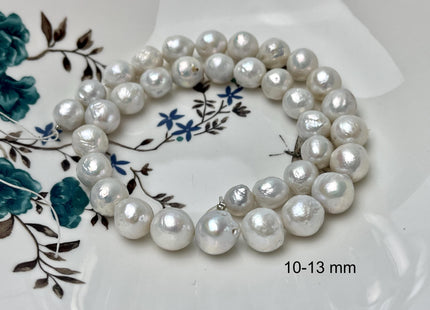 10-13 mm Natural White Baroque Freshwater Pearl Beads, Cultured Baroque Pearls, Natural Edison Flameball Freshwater Pearl Beads #470