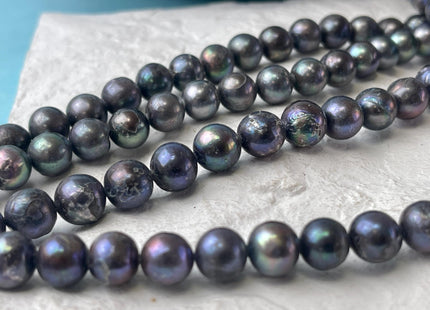 9-10 mm Peacock Edison Baroque Pearls Off-Round Shape Genuine Dark Peacock Color Edison Pearl Beads C Grade#P2761