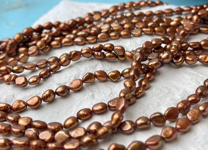 4x6 mm AAA Rare Burnt Orange Gold Color Rice Nugget Shape Freshwater Pearl Beads Genuine Very High Luster Freshwater Pearls #P2619