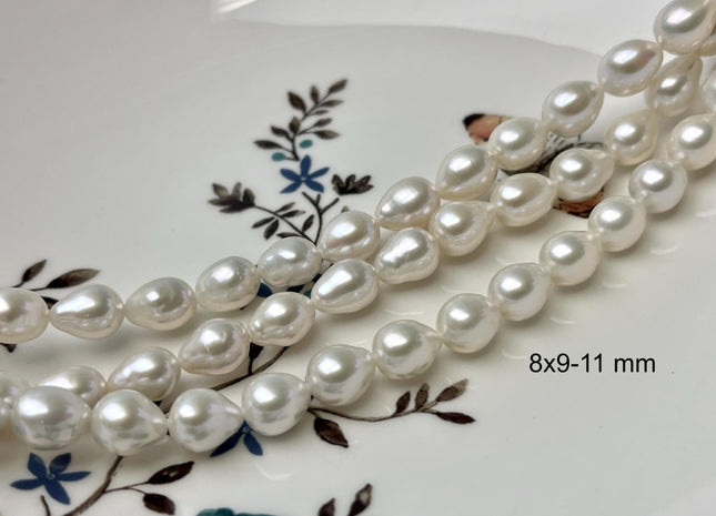 7-8x9mm AAAA Natural White Freshwater TearDrop Baroque Edison Pearl Genuine Natural Super High Luster Akoya Quality Freshwater Pearls #1668