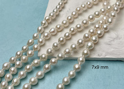 7-8x9mm AAAA Natural White Freshwater TearDrop Baroque Edison Pearl Genuine Natural Super High Luster Akoya Quality Freshwater Pearls #1668