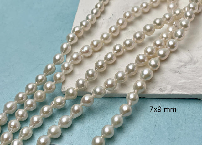 7-8x9mm AAAA Natural White Freshwater TearDrop Baroque Edison Pearl Genuine Natural Super High Luster Akoya Quality Freshwater Pearls #1668