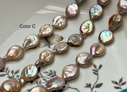 11x12-14mm AA Natural Dark Mauve Purple Color Coin Freshwater Pearl Beads Genuine High Luster Tear Drop shape Coin Pearls 27 Pieces #P2009