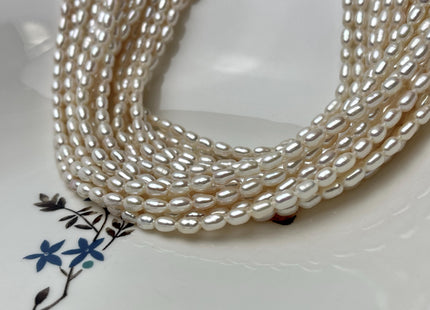 3.5x5 mm AA Natural White Rice/Oval Shape Tiny Seed Freshwater Pearls Genuine High Luster Small Freshwater Pearl Beads #1391