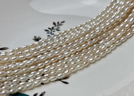 3.5x5 mm AA Natural White Rice/Oval Shape Tiny Seed Freshwater Pearls Genuine High Luster Small Freshwater Pearl Beads #1391