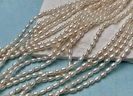3.5x5 mm AA Natural White Rice/Oval Shape Tiny Seed Freshwater Pearls Genuine High Luster Small Freshwater Pearl Beads #1391