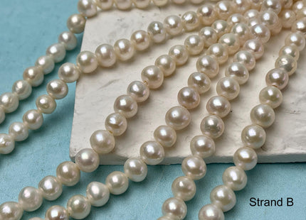 7 mm AAA Rare Half Strand Natural White Edison Pearls Genuine High Luster Small Baroque Pearl Hole Size 1.5mm 29 Beads #P2831