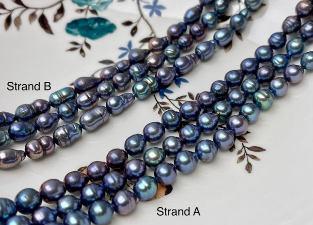 7x9-10 mm Rainbow Peacock Edison Baroque Freshwater Pearl Potato/Tear Drop Shape Beads Genuine High Luster Edison Pearls #P2765