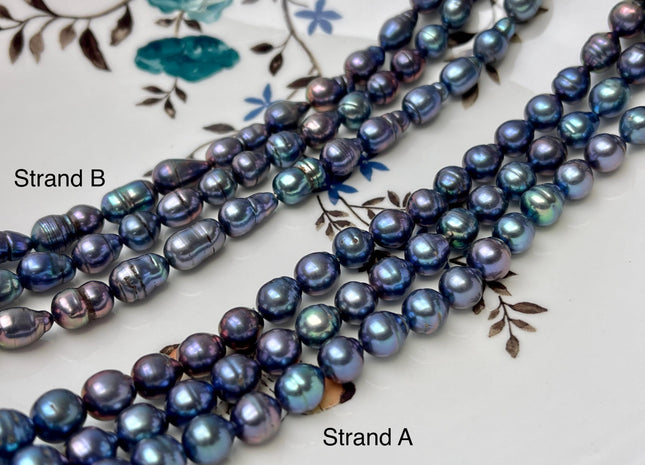 7x9-10 mm Rainbow Peacock Edison Baroque Freshwater Pearl Potato/Tear Drop Shape Beads Genuine High Luster Edison Pearls #P2765