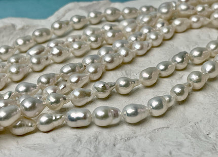 7x9-10 mm AA Natural White High Luster Edison Baroque Freshwater Pearl Beads Genuine TearDrop Shape Baroque Pearl 38 Beads #P2766