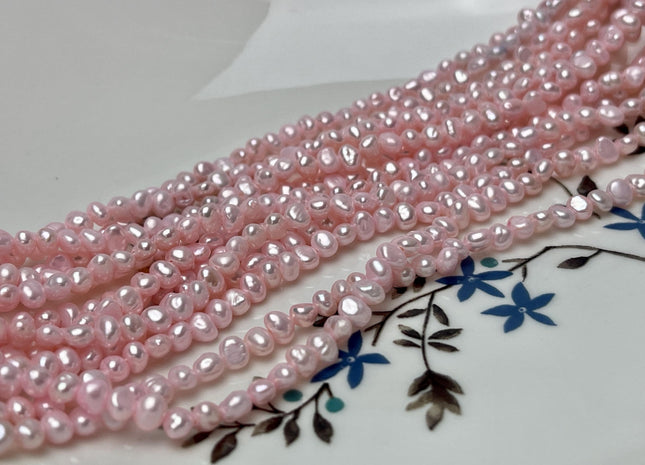 3-4 mm Baby Pink Color Potato Nugget Freshwater Pearl Beads Genuine Freshwater Pearls Tiny Seed Pearl 101 Beads #P2768