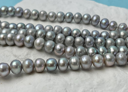 8 mm AA Gray Color W/Pink Luster Button Potato Freshwater Pearl Beads Genuine High Luster Gray Freshwater Pearl 62 Beads #P2825