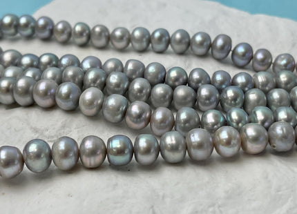 8 mm AA Gray Color W/Pink Luster Button Potato Freshwater Pearl Beads Genuine High Luster Gray Freshwater Pearl 62 Beads #P2825