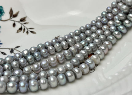 8 mm AA Gray Color W/Pink Luster Button Potato Freshwater Pearl Beads Genuine High Luster Gray Freshwater Pearl 62 Beads #P2825