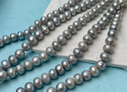 8 mm AA Gray Color W/Pink Luster Button Potato Freshwater Pearl Beads Genuine High Luster Gray Freshwater Pearl 62 Beads #P2825
