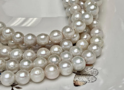 9.5-11 mm AAA Half Strand Large Hole Natural White Edison Pearl 2.1 mm Hole Genuine High Luster Natural Round Pearl 19-21 Beads #P2774