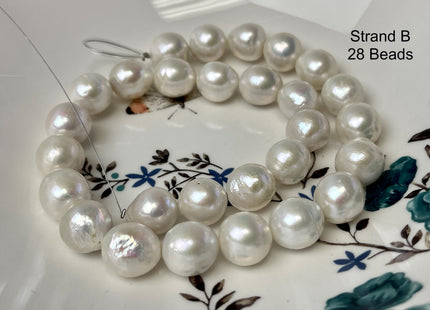 13-18mm AAA Very Rare Jumbo Natural White Freshwater Edison Pearls Top Quality Super High Luster White Baroque Pearls 25-28 Beads #P2777