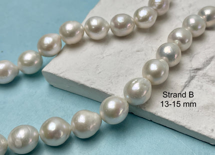 13-18mm AAA Very Rare Jumbo Natural White Freshwater Edison Pearls Top Quality Super High Luster White Baroque Pearls 25-28 Beads #P2777