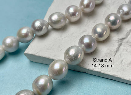 13-18mm AAA Very Rare Jumbo Natural White Freshwater Edison Pearls Top Quality Super High Luster White Baroque Pearls 25-28 Beads #P2777