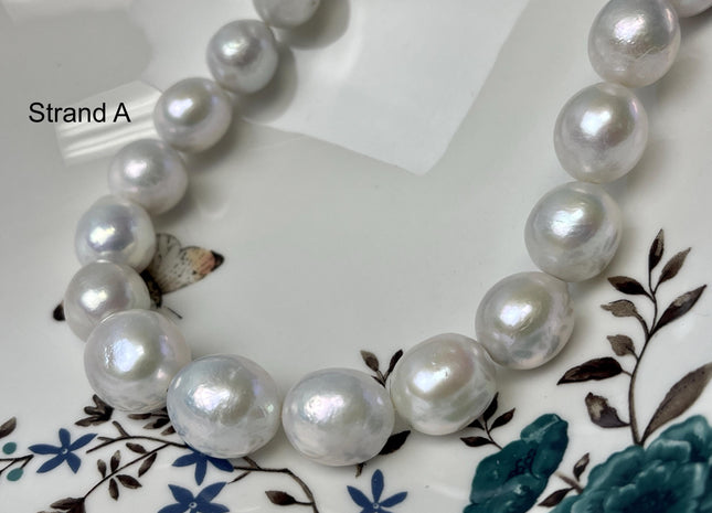 13-18mm AAA Very Rare Jumbo Natural White Freshwater Edison Pearls Top Quality Super High Luster White Baroque Pearls 25-28 Beads #P2777