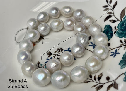 13-18mm AAA Very Rare Jumbo Natural White Freshwater Edison Pearls Top Quality Super High Luster White Baroque Pearls 25-28 Beads #P2777