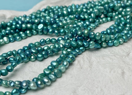 3-4 mm Dark Cyan Blue Color Potato Nugget Freshwater Pearl Beads Genuine Tiny Seed Pearl 101 Beads Mixed Blue Green Pearl #P2769