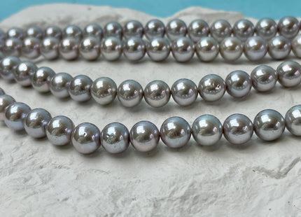 9-10 mm AAA Extra Shiny Gray W/Slightly Pink Luster Perfect Round Freshwater Pearls Genuine High Luster Gray Bridal Pearls 44 Beads #P2770