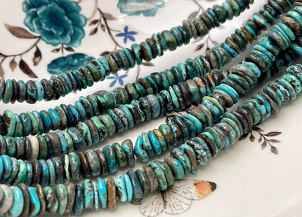 10-11 mm 100% All Natural Turquoise Heishi Rondelle Shape Genuine Beautiful Natural Turquoise Gemstones 16 Inches Strand #4509