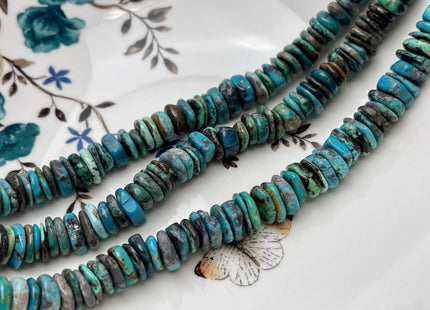 9-10 mm 100% All Natural Turquoise Heishi Rondelle Shape Genuine Beautiful Natural Turquoise Gemstones 16 Inches Strand #4511