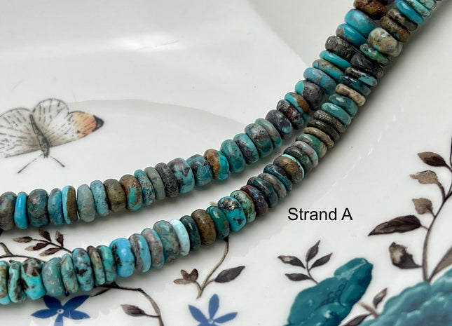 7-8 mm 100% All Natural Turquoise Heishi Rondelle Shape Genuine Beautiful Natural Turquoise Gemstones 16 Inches Strand #4508