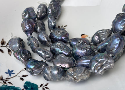 Large Hole Half Strand Freshwater Pearls Big Nugget Shape Hole 2.2mm Beads Size Approx. 25x16x12mm #765