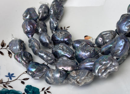 Large Hole Half Strand Freshwater Pearls Big Nugget Shape Hole 2.2mm Beads Size Approx. 25x16x12mm #765