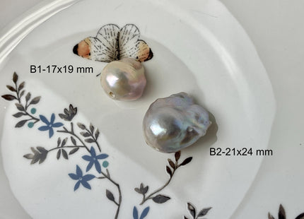 One-Of-A-Kind 14x18-20 mm AAA Large Hole Jumbo Natural Pink Baroque Pearl Beads 2.0mm Hole Natural Iridescent Color Baroque Pearl Beads #526