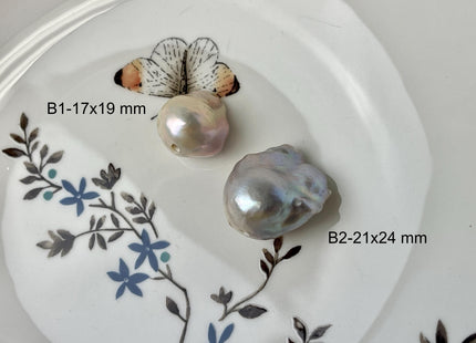 One-Of-A-Kind 14x18-20 mm AAA Large Hole Jumbo Natural Pink Baroque Pearl Beads 2.0mm Hole Natural Iridescent Color Baroque Pearl Beads #526
