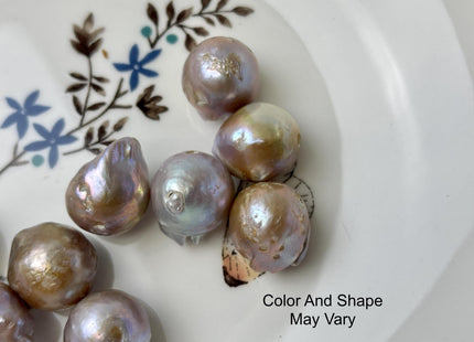 One-Of-A-Kind 14x18-20 mm AAA Large Hole Jumbo Natural Pink Baroque Pearl Beads 2.0mm Hole Natural Iridescent Color Baroque Pearl Beads #526