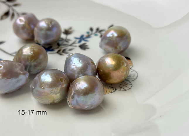 One-Of-A-Kind 14x18-20 mm AAA Large Hole Jumbo Natural Pink Baroque Pearl Beads 2.0mm Hole Natural Iridescent Color Baroque Pearl Beads #526